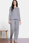 Zivame The Weekender Knit Cotton Pyjama Set - Medieval Blue — thumbnail 2
